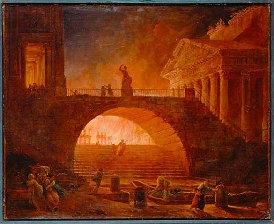 Hubert Robert Fire of Rome oil painting image